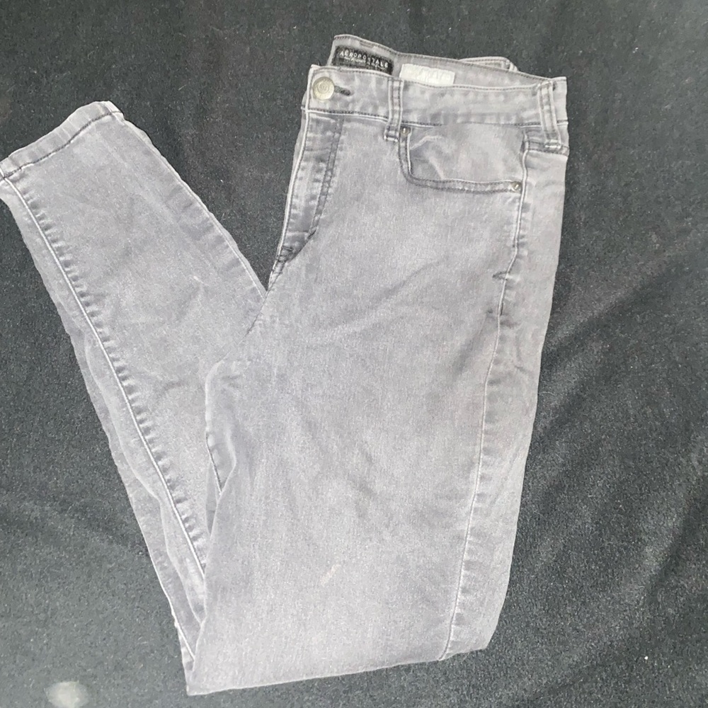 Skinny Grey/Black Aeropostale Washed Jegging Stretchy Denim Skinny Jeans